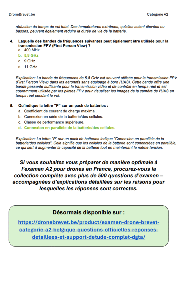 Examen Drone Brevet Catégorie A2 Belgique – Questions Officielles, Réponses Détaillées et Support d’Étude Complet (DGTA) - Image 6