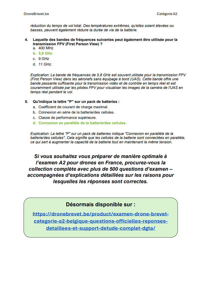 Examen Drone Brevet Catégorie A2 Belgique – Questions Officielles, Réponses Détaillées et Support d’Étude Complet (DGTA) - Image 6